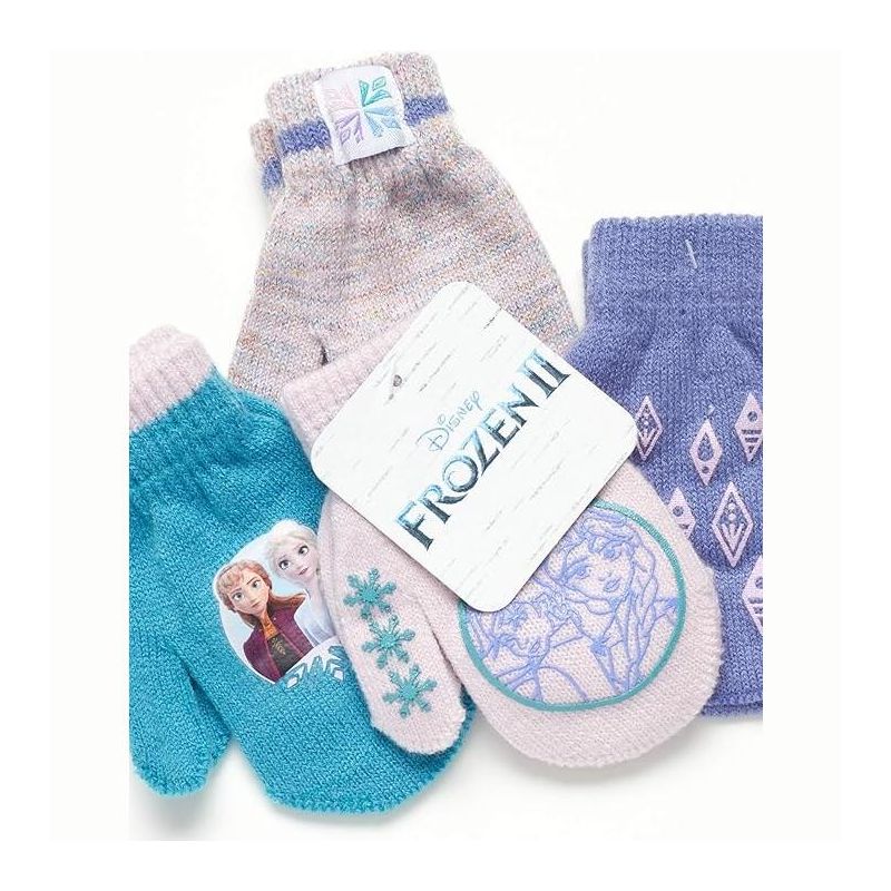 Frozen Elsa and Anna Winter Set, Little Girls 4 Pair Mittens or Gloves ,Age 2-7, 5 of 6