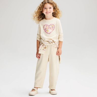 Toddler Girls' Heart Long Sleeve Classic Graphic T-Shirt - Cat & Jack™ Cream 12M