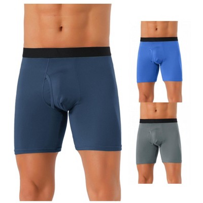 INSPIRE CHIC Men's 3 Pack Lightweight Soft Stretch Open-fly Basic Boxer Briefs