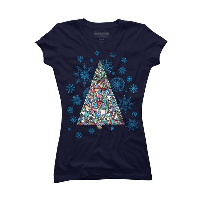 Junior's Design By Humans Christmas fir-tree By xgdesign T-Shirt