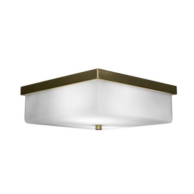 Toltec Lighting Nouvelle 2 - Light Flush Mount in  New Aged Brass with 13" White Muslin Shade