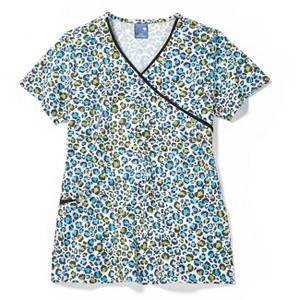 Zoe and Chloe Zoe+Chloe Contrast Mock Wrap Print Scrub Top - 1 of 1