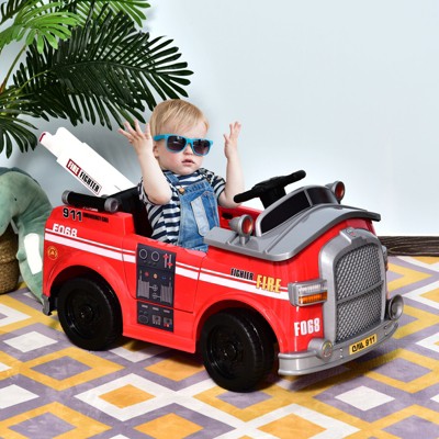 Red 6V Electric Ride-On Fire Truck with Remote Control