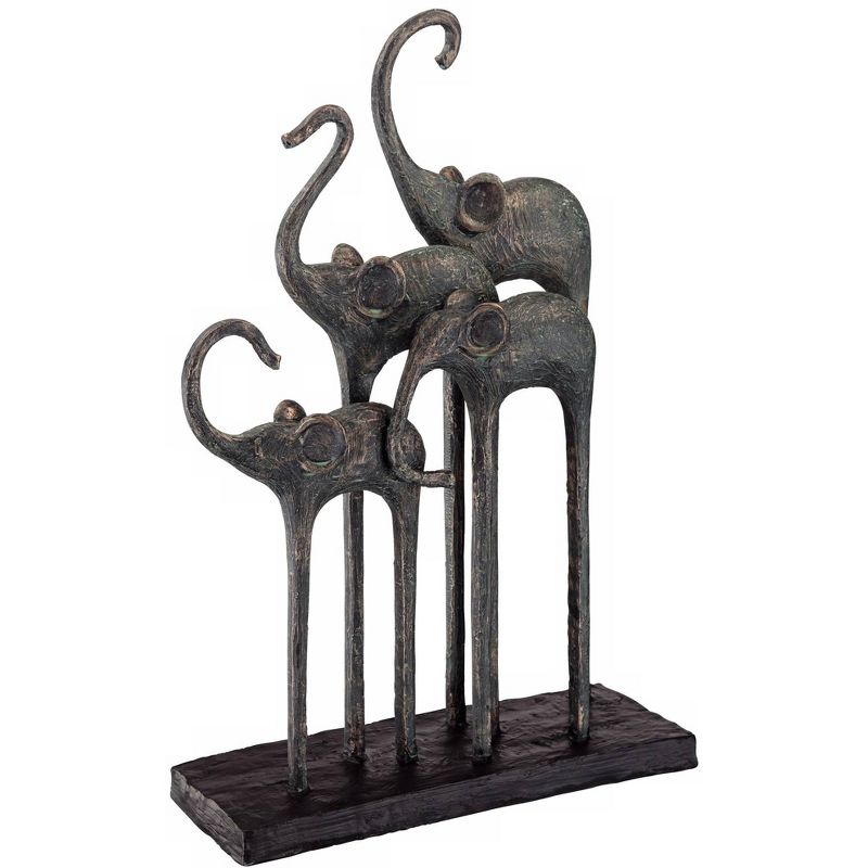 Kensington Hill Trumpeting Elephants 15" High Verde Finish Sculpture, 3 of 6