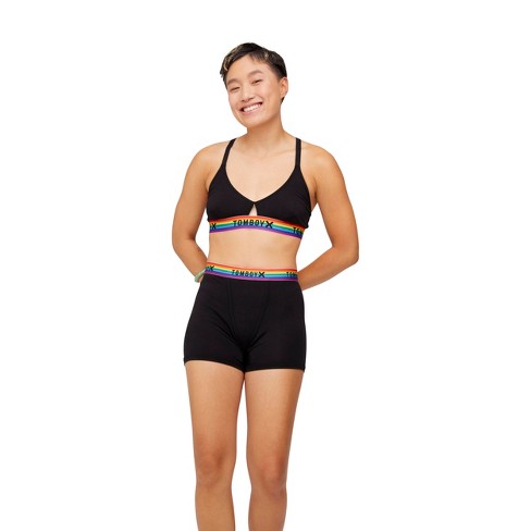 Tomboyx Boxer Briefs Underwear, 4.5 Inseam, Modal Stretch Comfortable Boy  Shorts Black Rainbow X Small : Target