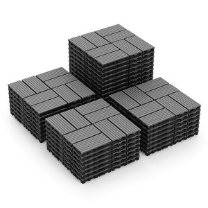 Costway 18/36 PCS Interlocking Deck Tiles 12" x 12" Waterproof All Weather Flooring Covering Grey - 1 of 4
