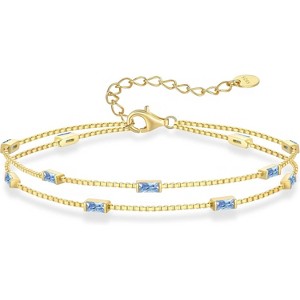 Dainty Sterling Silver Birthstone Bracelet, Simple Charm Link Jewelry, Birthday Anniversary Christmas Gift for Women - 1 of 4