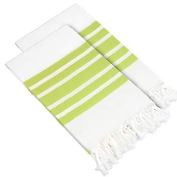 2pc Turkish Cotton Herringbone Pestemal Beach Towel Pistachio/White - Linum Home Textiles
