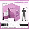 Costway 6.5 x 6.5 FT Pop up Canopy Tent with 4 Sidewalls, Wheeled Bag, 4 Sandbags, 8 Stakes Gray/Pink/White - 3 of 4