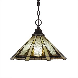 Toltec Lighting Any 1 - Light Pendant in  Dark Granite with 16" Zion Art Glass Shade - 1 of 1