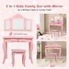 Costway Kids Vanity Table & Stool Princess Dressing Make Up Play Set for Girls White/Pink - 4 of 4