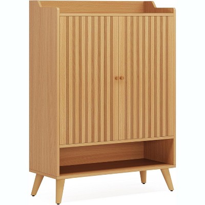 Tribesigns Shoe Cabinet with Adjustable Shelves and Open Shelf