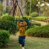 PLAYBERG Outdoor Playground Gym Heavy Duty Kids Fun Hanging Trapeze Bar, Green Steel Bar and Yellow Chain Swing Playsets - 3 of 4