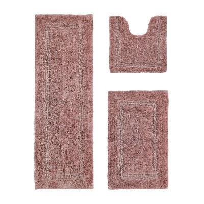 Lux Premium 100% Cotton  Ultra-Soft Tufted Solid Reversible 3 Piece Bath Rug Set, Water-Absorbent, Durable, Machine Washable Bathroom Rug