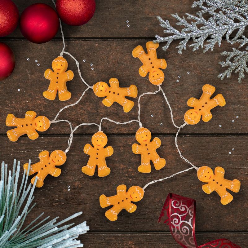 Northlight 10-Count LED Orange Gingerbread Men Christmas Fairy Lights, 4ft, Copper Wire, 5 of 7