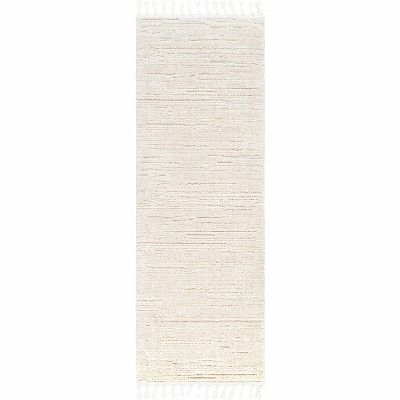 Hauteloom Ibarra Textured Ivory High/Low Pile Rug with Tassels