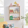 27.5" x 21.25" Steiner Square Modern 2-Tier Kids' Display Wall Mounted Bookshelf Beech - Danya B.: Nursery Floating Storage Shelf - 2 of 4