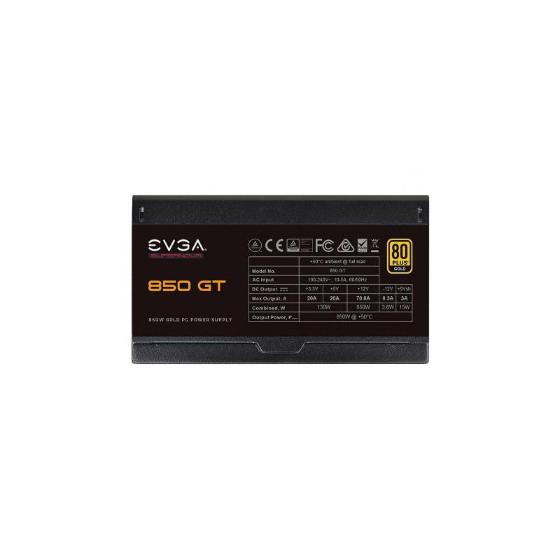 EVGA Supernova 850 GT 80 Plus Gold 850W Power Supply - 80 PLUS Gold certified - Compact 150mm Size - Fully Modular - Power ON Self Tester, 3 of 7