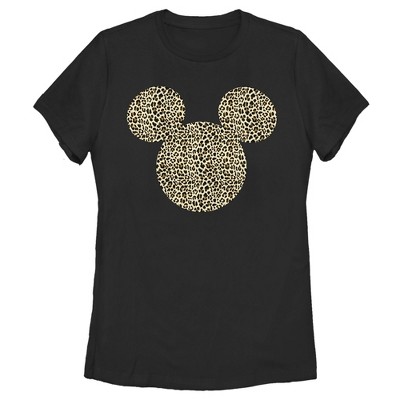 Women's Mickey & Friends Cheetah Print Mickey Mouse Logo T-Shirt