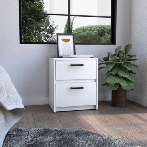 INFURNIC Nightstands Modern Nightstand with Two Drawers and Metal Handles for Bedroom Storage, White, 12.72"*15.75"*18.58" - 1 of 4