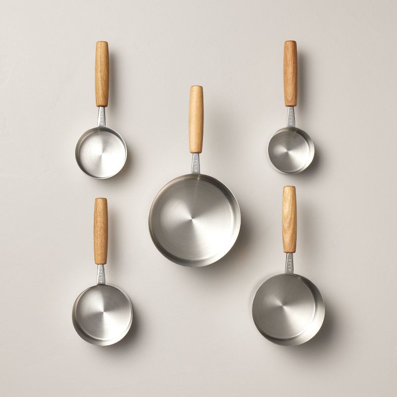 5pc Wood &#38; Stainless Steel Measuring Cups - Hearth &#38; Hand&#8482; with Magnolia, 1 of 5