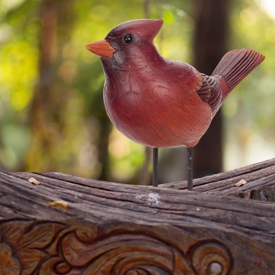 Charming Red Cardinal Resin Figurine for Shelf or Patio