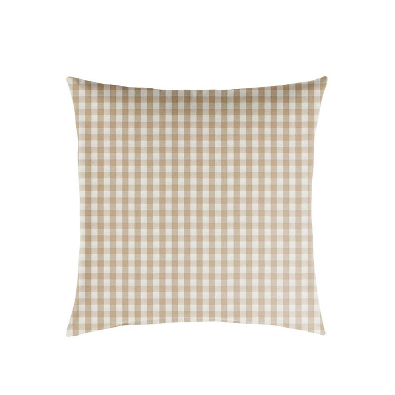 Plaid Outdoor Throw Pillow Beige/White, 1 of 3
