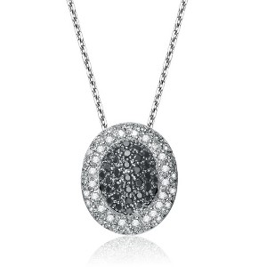 Guili Halloween Sterling Silver Black and Clear Cubic Zirconia Vintage Necklace - 1 of 2