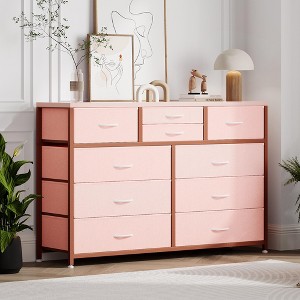 10-Drawer Media Console & Dresser - Steel Frame, Wood Top Fabric Storage for Bedroom, Nursery, Living Room - 1 of 4