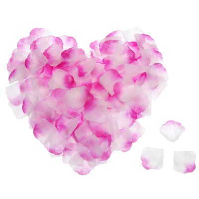 Unique Bargains Silk Realistic Appearance Artificial Flower Rose Petals 2x2 Inch 3200 Pcs Purple&White