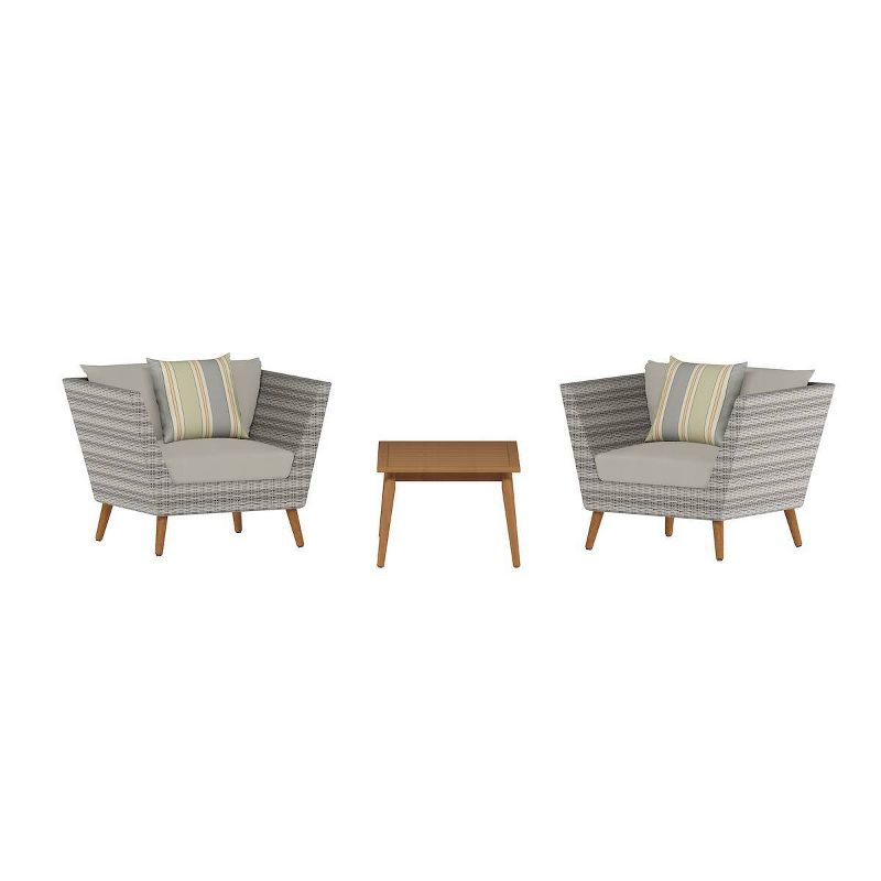 Amazonia 3pc All-Weather Wicker Outdoor Patio Conversation Furniture Set with Cushions, 1 of 3