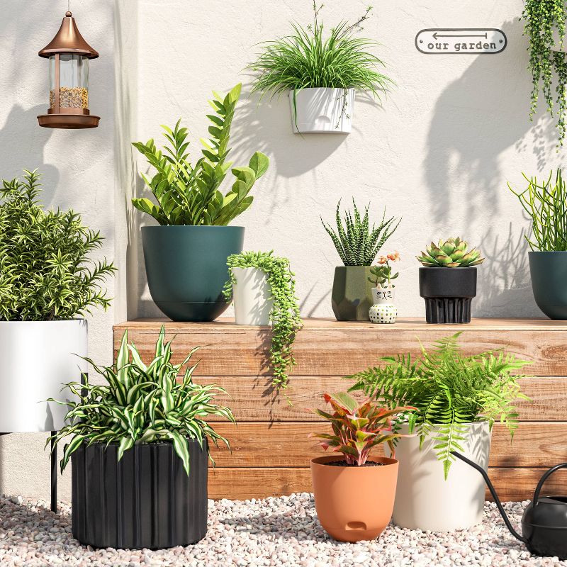 Geared Ceramic Indoor Outdoor Planter Pot Charcoal - Threshold™, 3 of 6