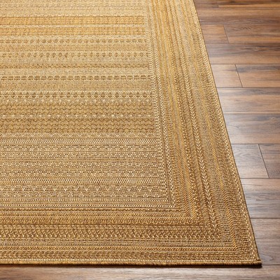 Fannie Beige and Brown Stripe Stain-Resistant Area Rug 6'7" x 9'