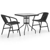 vidaXL Garden Dining Set Black Steel, Tempered Glass, Plastic Rattan - 2 of 4
