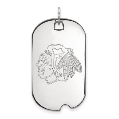 Black Bow Jewelry 10k White Gold Chicago Blackhawks NHL Large Pendant