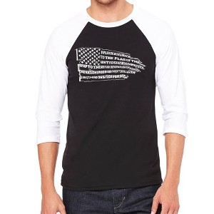 LA Pop Art Men's Raglan Baseball Word Art T-shirt - Pledge of Allegiance Flag - 1 of 4