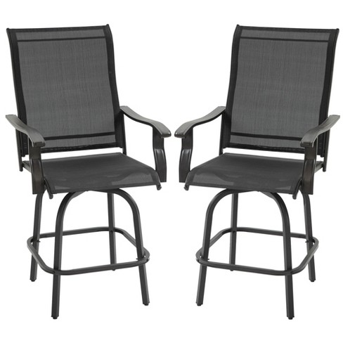 Outsunny Set of 2 Outdoor Swivel Bar Stools with Armrests, Bar Height Patio Chairs with Steel Frame for Balcony, Poolside, Backyard - image 1 of 4