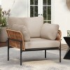 Modern Outdoor Lounge Chair, 36" Iron Lounge Chair with Rope Weave Design, Chairs with Iron Legs and PE Cushions-Coolbibila - 2 of 4