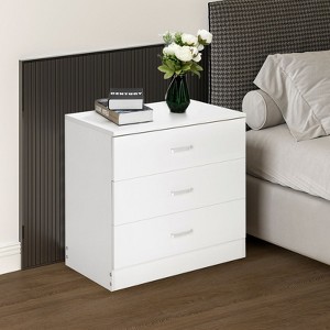 Karl Home 3-Drawer White Particle Board 25.98in. W Chest of Drawer - 1 of 3