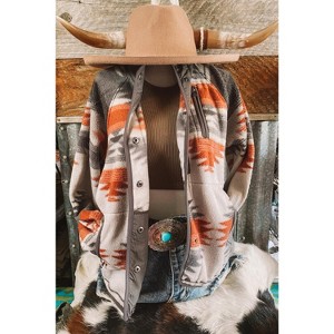 Gray Western Aztec Snap Buttoned Fleece Jacket - 1 of 1