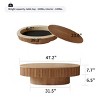 47" Modern Natural Wood Oval Coffee Table with Hidden Storage, Fluted Accent Center Table for Living Room or Bedroom -3irtyhousy - 4 of 4