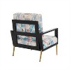 VYNXARIA Blue Floral Velvet Accent Armchair with Gold Legs & Rubberwood Frame - 4 of 4