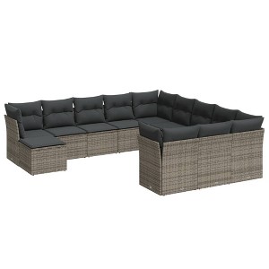 vidaXL Garden Sofa Set Grey, Dark Grey - 1 of 4