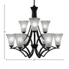 Toltec Lighting Zilo 9 - Light Chandelier in  Matte Black with 5.5" Fluted Frosted Crystal Shade - 2 of 2