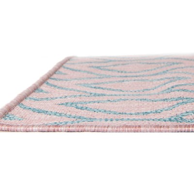 7' x 10' Pink and Aqua Synthetic Outdoor Trellis Area Rug