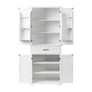 Okak Bathroom Storage Cabinet, Tall Cabinet Large Storage Cabinet with 2 Drawers and Open Shelves - 1 of 4