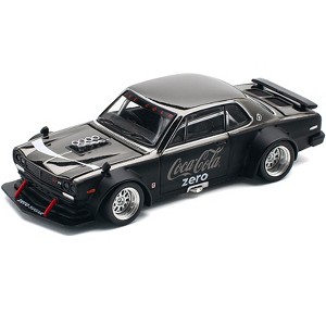 Skyline GT-R V8 Drift "Hakosuka" RHD (Right Hand Drive) "Coke Zero" Dark Chrome and Black 1/64 Diecast Model Car by Pop Race - 1 of 4