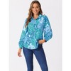 Allegra K Women's Floral Print Button Up Puff Long Sleeve Fashion Casual Blouse - 2 of 4
