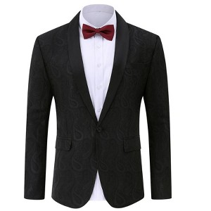 Men's Paisley Tuxedo Jacket Shawl Lapel One Button Suit Jacket Floral Blazer for Wedding Dinner Party Prom - 1 of 4