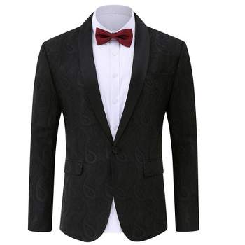 Men's Paisley Tuxedo Jacket Shawl Lapel One Button Suit Jacket Floral Blazer for Wedding Dinner Party Prom